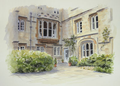 Provost's Lodgings Oriel College, Oxford - watercolour by Simon Taylor