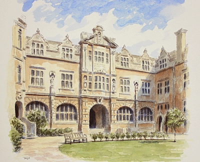 Rhodes Building Oriel College, Oxford - watercolour by Simon Taylor