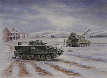 1RHA in the Balkans Watercolour by Simon Taylor