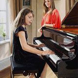 Chloe and Ellie portrait painting by Simon Taylor